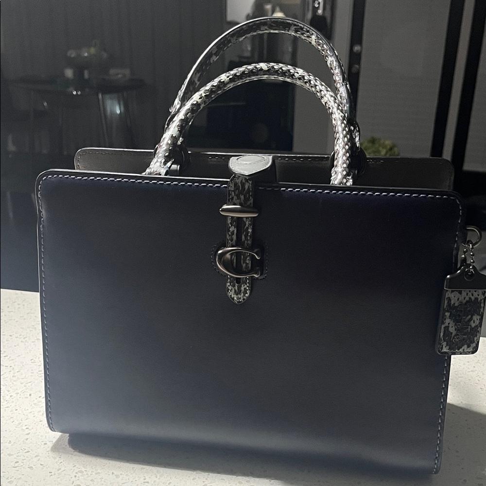 Coach Dark Blue Satchel with Braided Handle - Picture 7 of 7